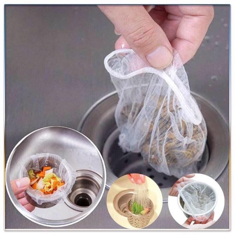 Túi Lọc Rác Bồn Rửa Bát Thiết Kế Kiểu Lưới Siêu Dai Đầu Túi Có Chun Co Giãn Chống Tắc Nghẽn Ống [ Túi Gồm 100 chiếc ] 0