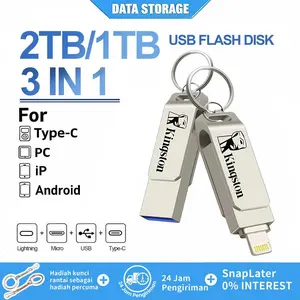 FlashDisk 1TB for iphone ,USB OTG Flashdisk 1TB iOS, iPad, PC, USB 3.0, 2 IN 1, Venda Quente, Prata OTG Pen Drive FOR I-PHONE Komputer