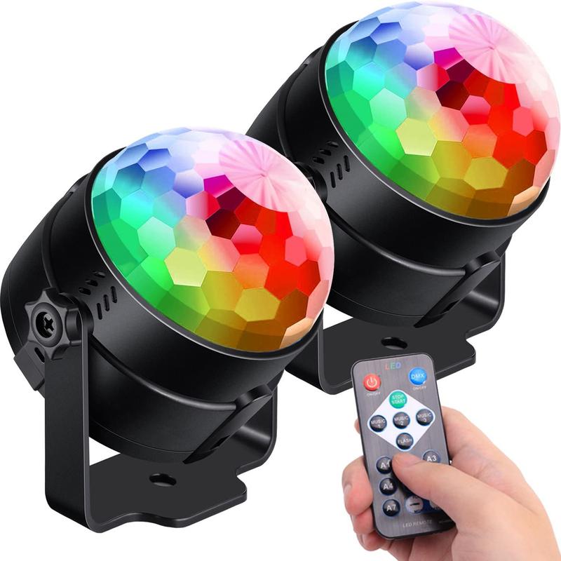 Product Introduction of 1/2PCS Disco Ball Party Lights LED RGB Sound Activated Stage Rotating Projector Lamp Christmas Gift Wedding Party Club Laser Show Lamps 10