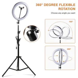 Ring Light 26cm + Tripod 2.1 meter 20cm 33cm Bersama Tripod 2,1m Tiktoker Wajib Punya Lampu Selfie Led Produk Ringlight Untuk Konten Dan Live Tripod 2meter Aluminium Ringlight Pencahayaan Putih Netral Natural Kuning
