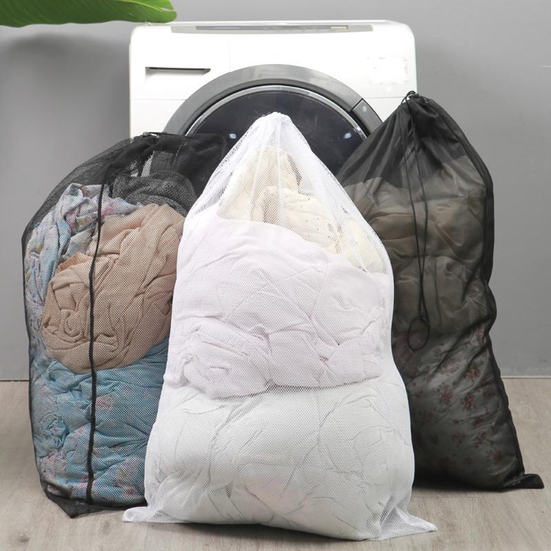 Product Introduction of Heavy Duty Nylon Mesh Mesh Laundry Bag White 24×36inch Laundry Hamper Liner Large Foldable Mesh Bag Rawstring Bra Underwear Socks Clothes Laundry Care 16