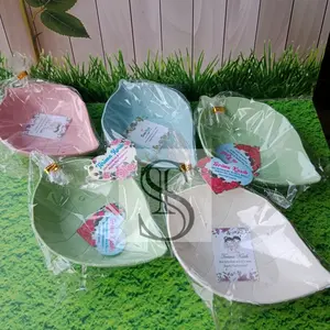 ( 50 Pics ) Souvenir Pernikahan Mangkok Daun / Mangkok Sambal Kemasan Plastik Free Kartu Ucapan Terima Kasih