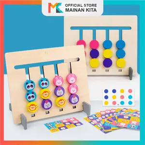 MK107 Mainan Edukasi Anak Papan Cocok Warna 4 Bulat Kecil Montessori Intelligence Anak | Four Colors Logic Game Toys