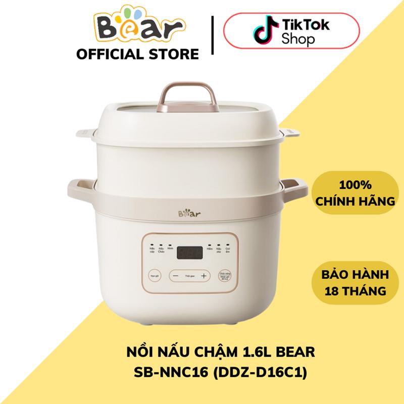  Nồi Nấu Cháo Chậm 1.6L Bear NNC16 1 Thố Sứ 1.6L và 2 Thố sứ 0.5L Công Suất 270W 6 Chế Độ Nấu Hàng chính hãng Bảo Hành 18 Tháng Cooker 
