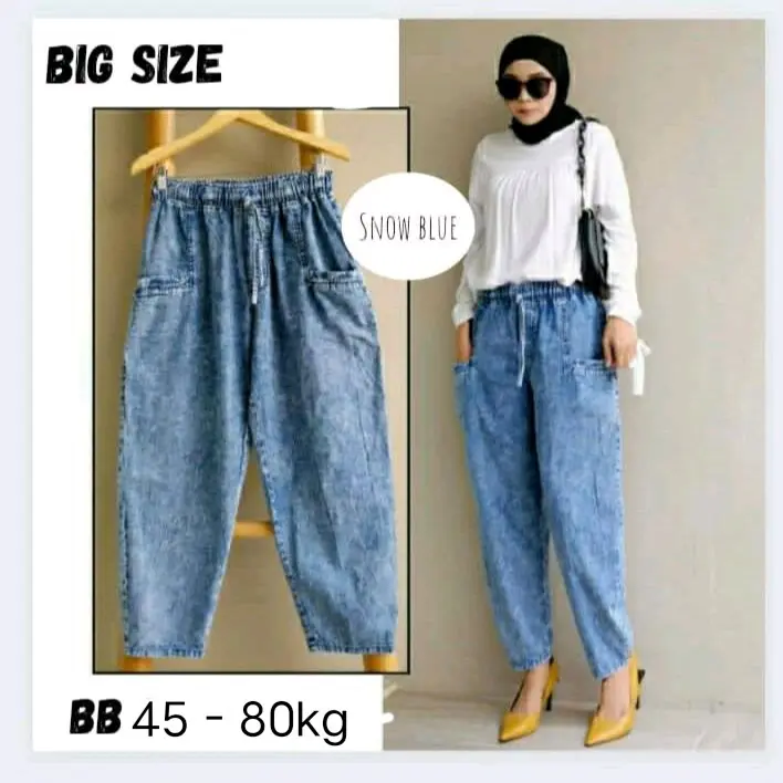 BIG SIZE Celana Baggy Pants BAMBE Jeans (Bb 45-85kg) Denim Melar Casual 0