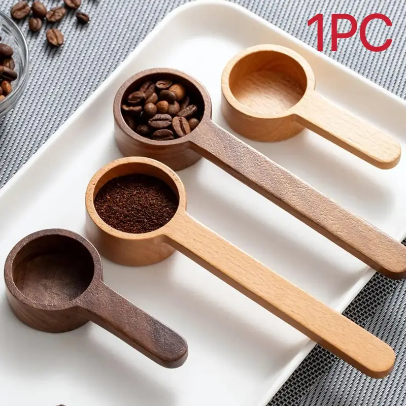 Random Color Wooden Coffee Measure Spoon, 1 Count Quantitative Spoon For Coffee Powder & Coffee Beans, Home Kitchen Tools Utensils 0
