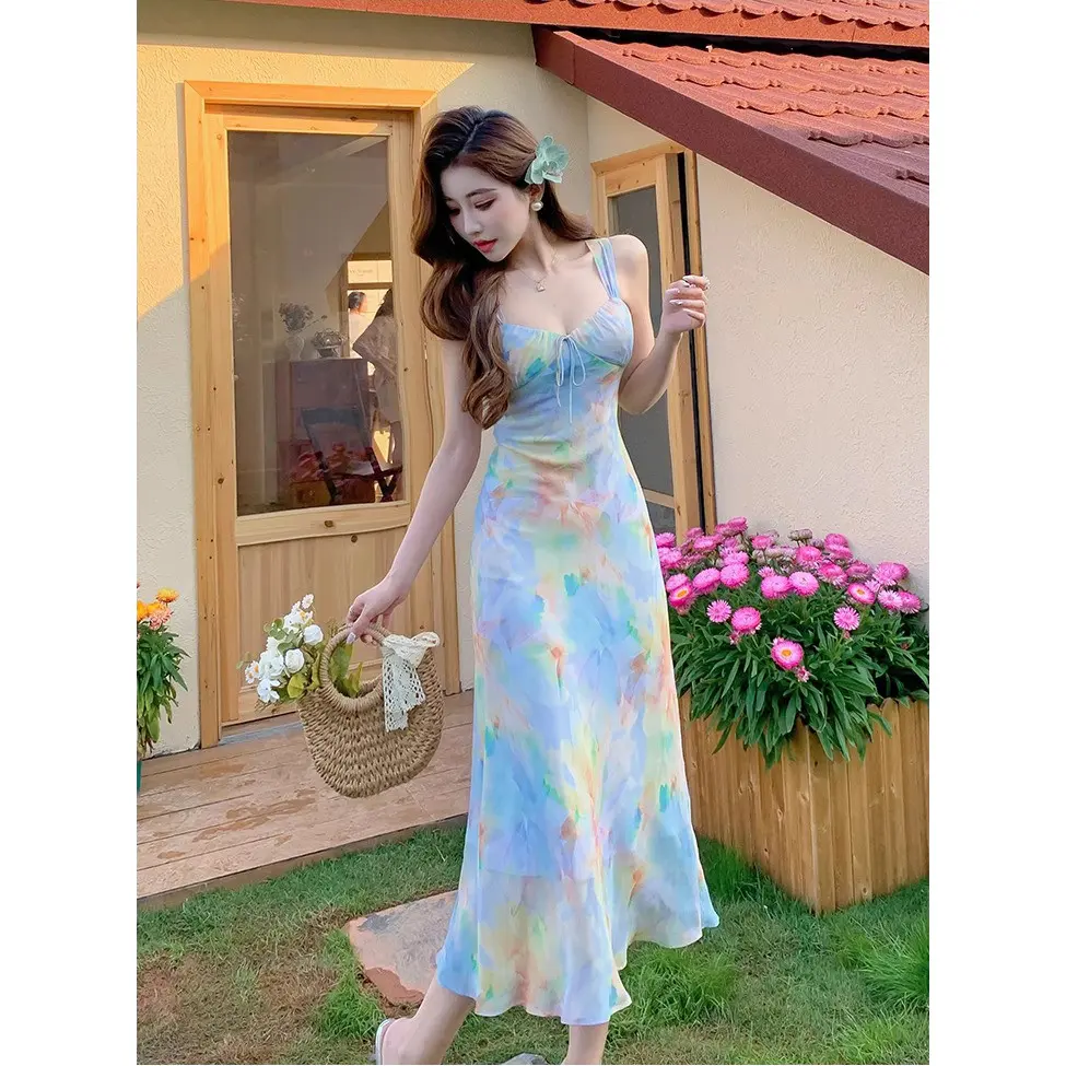7872 Sage Green Floral Dress | Boho Square Neck Halter Flowy Dresses | Plus  Size Long Beach Dress | Elegant Summer Prom & Casual Dress for Women |  Fitted Sleeveless Comfort Womenswear - TikTok Shop Philippines