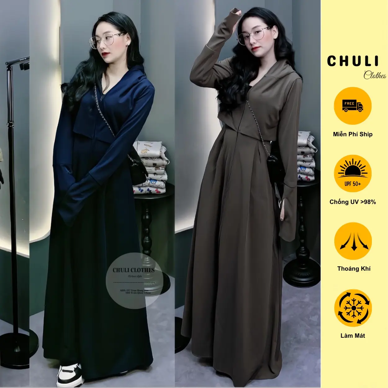 Áo chống nắng toàn thân Croptop cao cấp , chất dệt sợi thông hơi thoáng khí ,chống UV mát mịn , Chuli