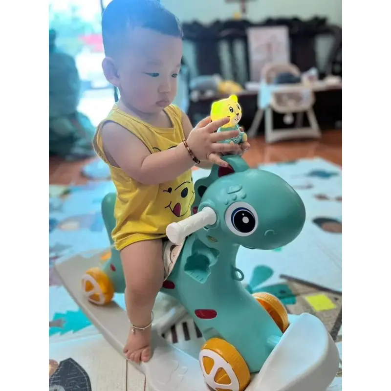 [FREESHIP] Ngựa bập bênh chòi chân 2in1 cho bé, có nhạc và đèn 6