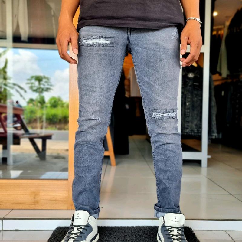 celana jeans panajang sobek grey,/celana jeans Panjang slimfit 1