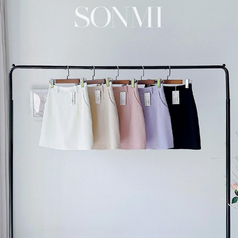 Chân váy chữ a ngắn có túi cạp cao SONMI Hàn Quốc thiết kế cao cấp có quần trong màu kem đen be hồng tím DARCY EMBER SK135 Nữ Women