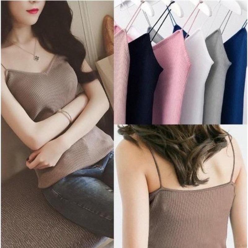 Product Introduction of Kamisol Polos Rajut Wanita Ukuran Fit to LLD - , Atasan  Cewek Hitam Panjang atasan  rajut croptop remaja atasan  & tube dasar remaja Basic tank top tank  top Simple kaos  crop Dewasa 0