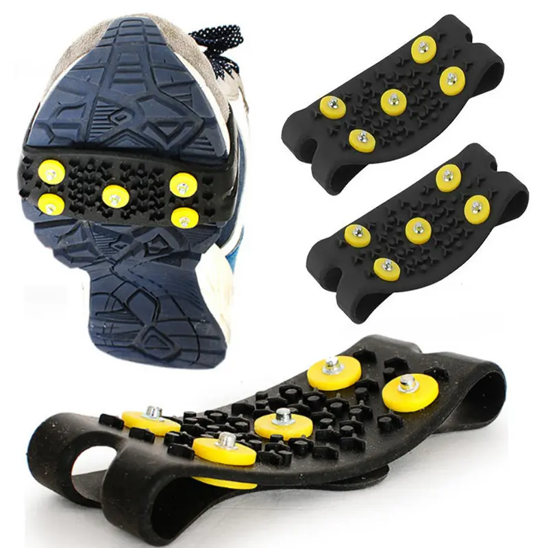 5-Stud Snow Ice Claw Climbing Anti Slip Spikes Grips Crampon Cleats Sport Shoes Cover for Women Men Boots Cover Size 35-43