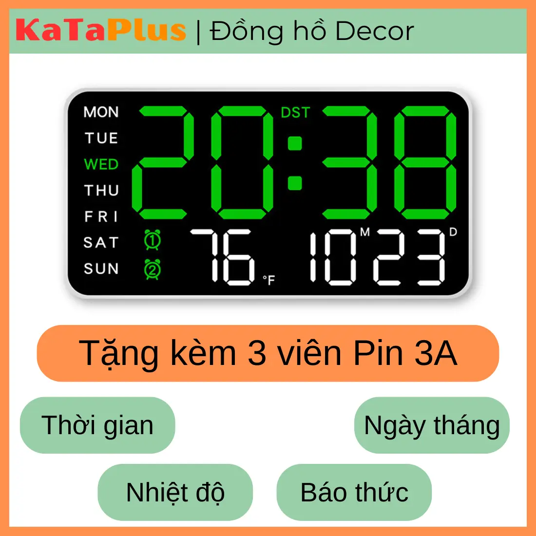 Đồng Hồ Decor Màn Hình LED Điện Tử Hiển Thị Thời Gian Nhiệt Độ Ngày Tháng,...Lắp Đặt Bày Trí Đơn Giản Decor Phòng Trang Trí Nhà Treo Tường Tráng Gương