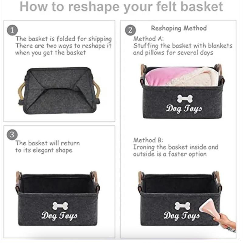 Felt Pet Toy Storage Basket, 1 Count Portable Foldable Pet Toy Storage Box, Multi-purpose Large Capacity Pet Toy Organizer, Home Organizers 6