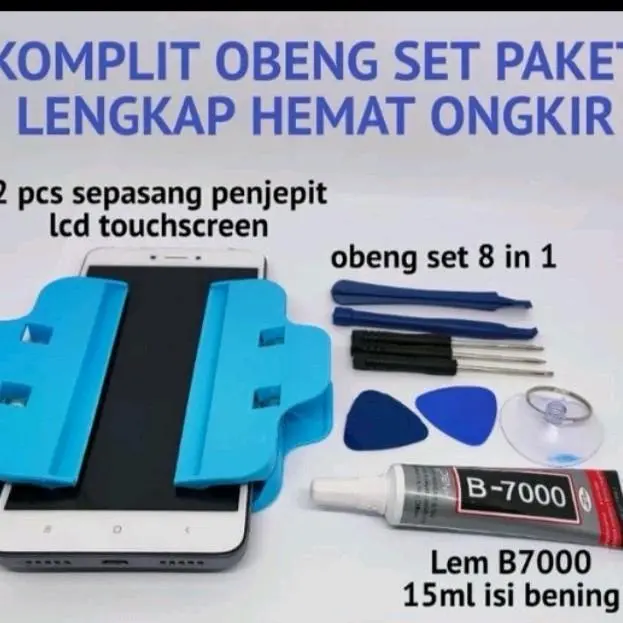 ALAT SERVIS HANDPHONE TOOLS PAKET LENGKAP OBENG 10 IN 1 PENJEPIT LCD CONGKELAN LEM B7000 T7000  OBENG 8 IN 1 PAKET SERVIS HP ALL TYPE 4