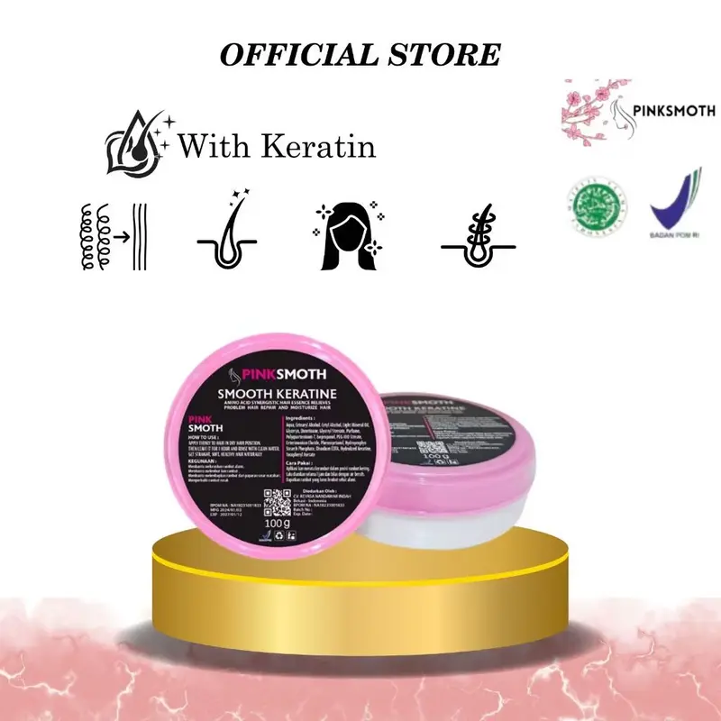 [BPOM] PINK SMOTH SMOTING KERATIN RAMBUT 100ML 6