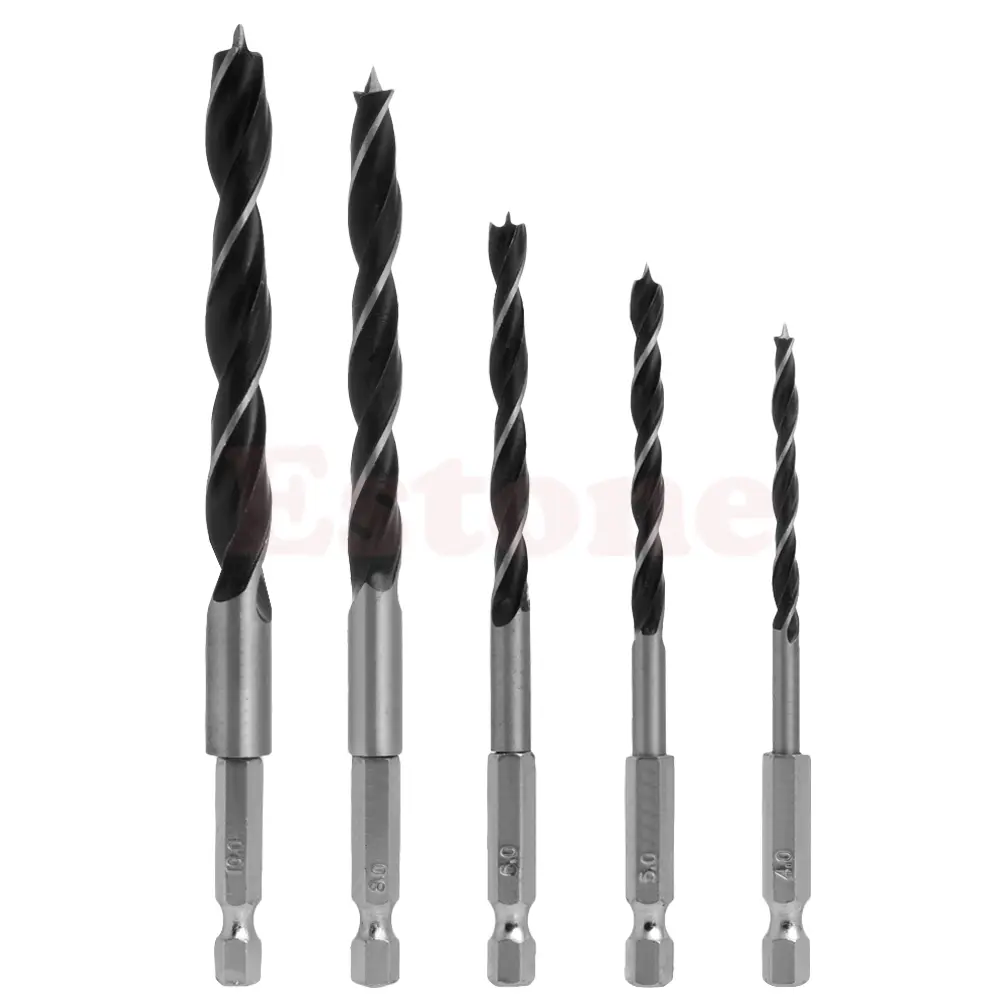 Bộ Mũi Khoan Gỗ HCS, Dụng Cụ Kim Loại Thay Đổi Nhanh, Chuôi Lục Giác 1 / 4 ", 4, 5, 6, 8, 10Mm, 5 Cái