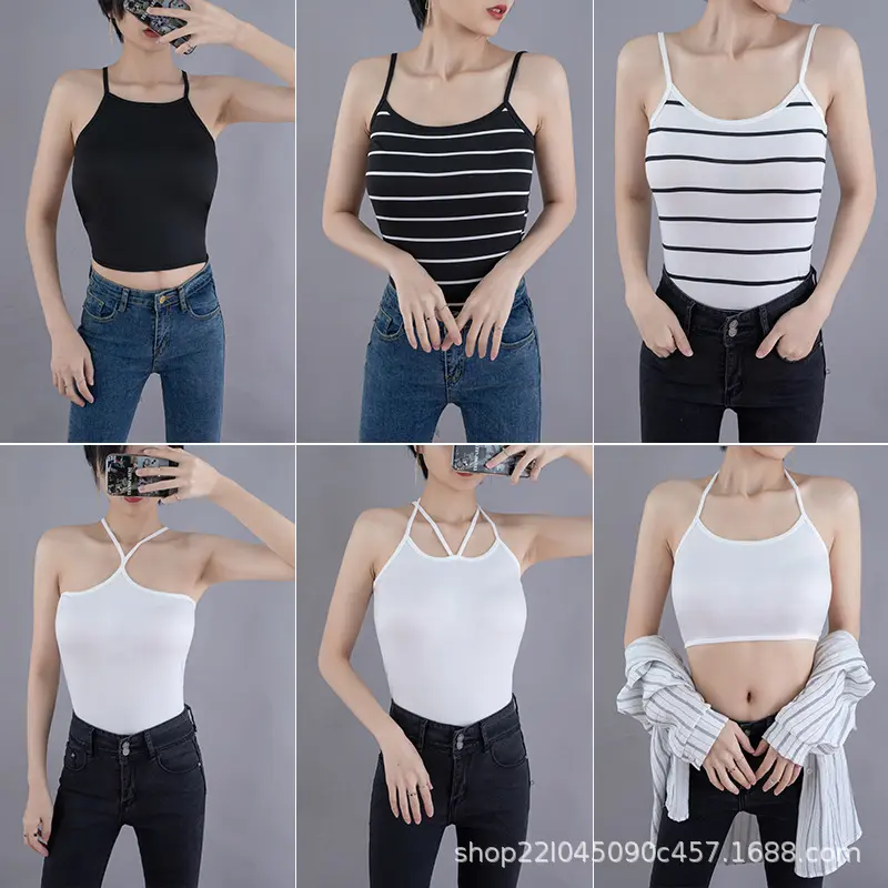 Women's New Slim Fit Camisole Vest, Versatile Crop Bra, Integrated Base Layer, Outerwear or Inner Wear, Sleeveless with Straps