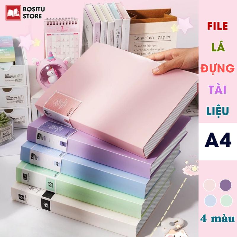  File Lá Đựng Tài Liệu A4 30 40 60 Lá Bìa Nhựa PP Cao Cấp Pastel - Kẹp Lưu Giữ Tài Liệu Giấy Tờ Hồ Sơ Văn Phòng Phẩm Bài Thi Bài Kiểm Tra Học Sinh _ Bositu Store 