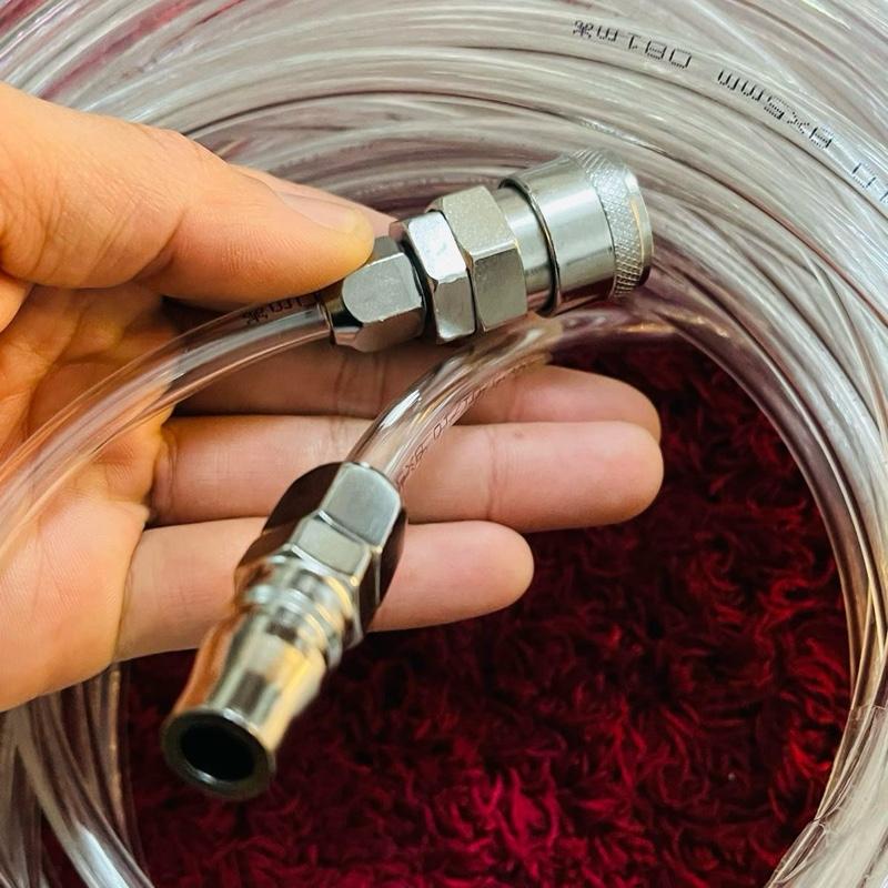 Ống hơi khí nén PU Phi 8 màu  và bộ khớp nối tự động Phi 8 dài 5,10,15,20mét có khớp nối chống gỉ 7