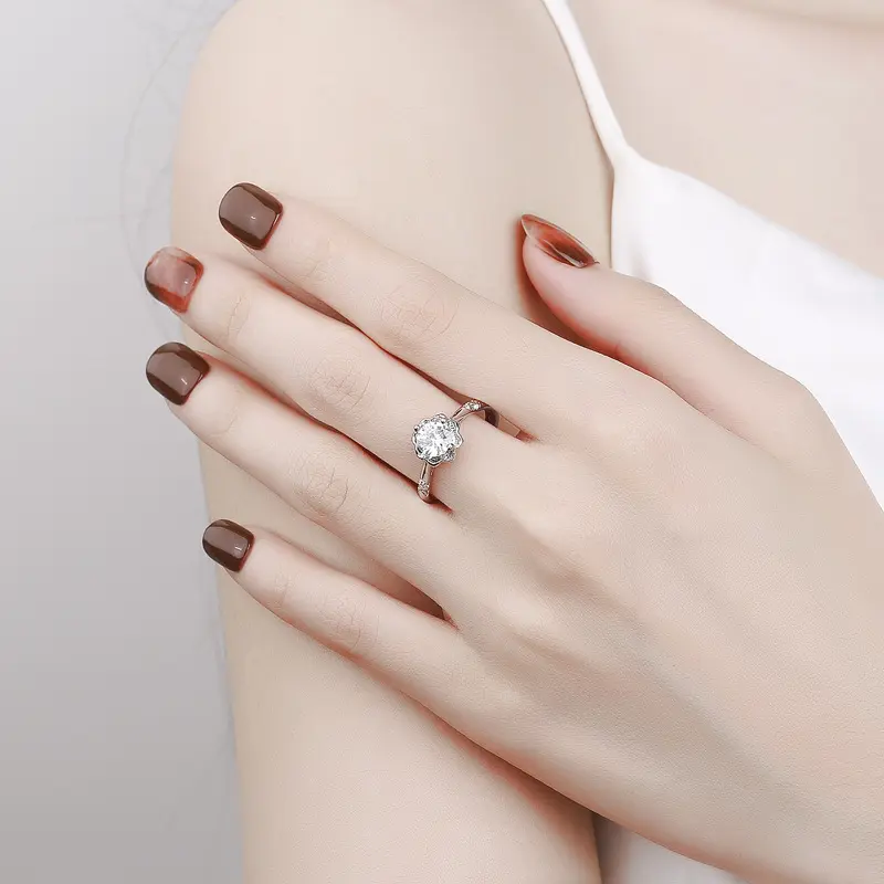 Nhẫn Moissanite, Độc Đáo Nữ, Cao Cấp, Không Phai Màu, Nhẫn Cặp Đôi Đám Cưới, Nhẫn Một Carat Cầu Hôn, Trang Sức Zircon 2