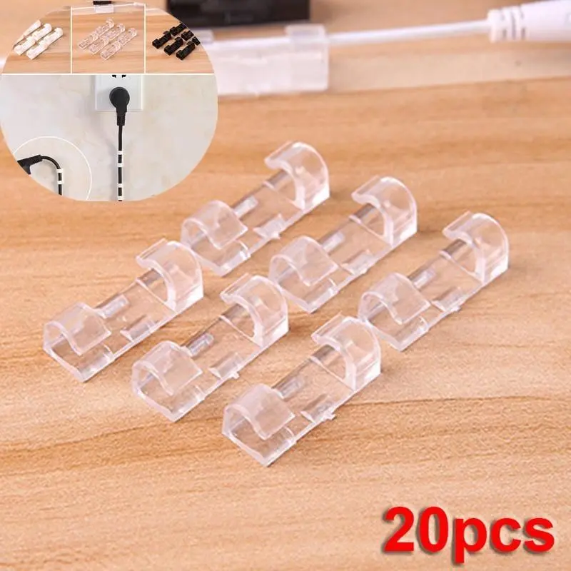 20Pcs Cable Organizer Clips Cable Management Desktop & Workstation Wire Manager Cord Holder USB Charging Data Line Winder