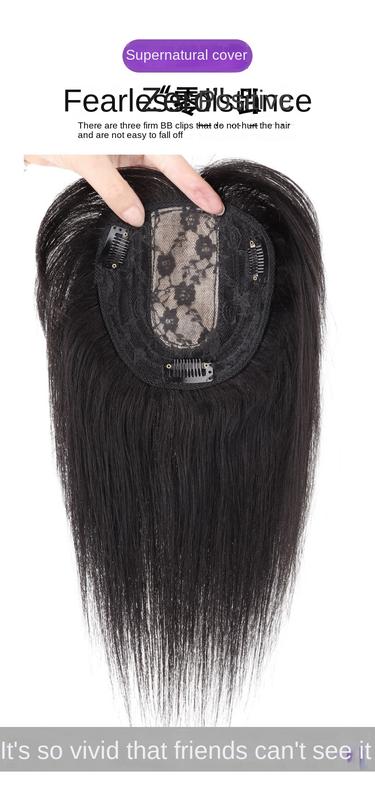 Product Introduction of 8*12 13*13 100% Human Hair Piece Black And Mocha Brown Hair Topper Hair Replacement Cover White Hair Breathable And Lightweight Wig Increase Hair Volume For Woman 2