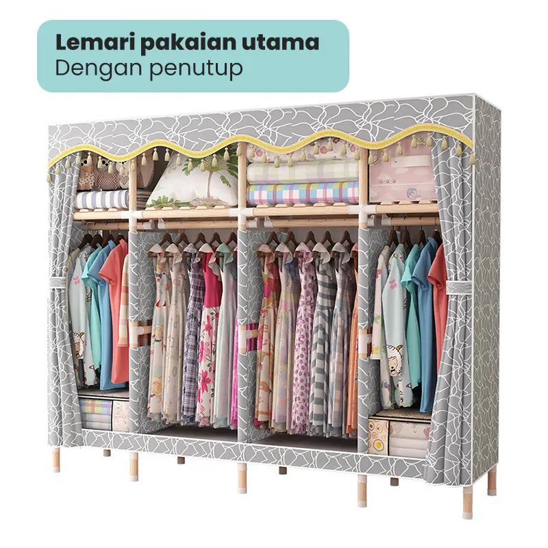 Dejavu Lemari Pakaian Lemari Baju Minimalis Multifungsi Portable Lemari Baju Minimalis Kayu HSH123 4