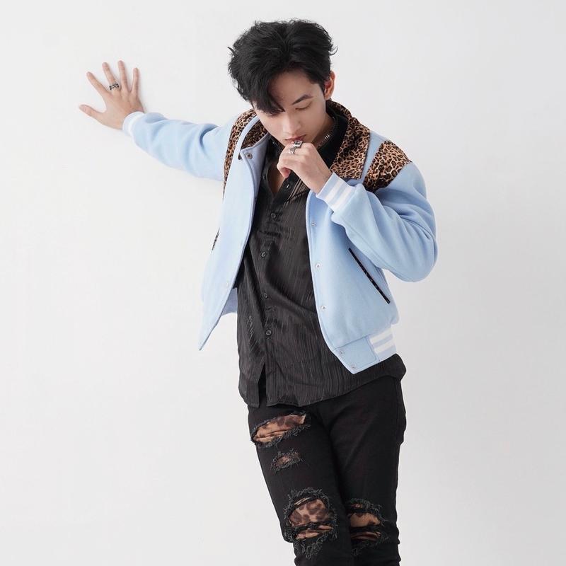 Baby Blue Leopard Varsity Jacket 4