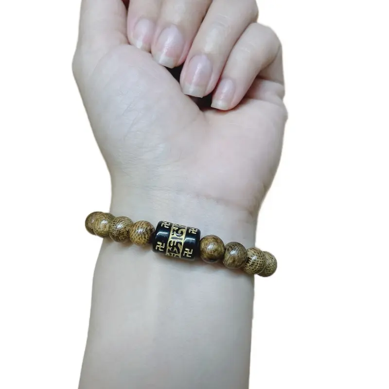 Vòng tay đơn trầm hương tự nhiên 8ly mix đá anmoni thu hút tài Lộc may mắn bình an 5