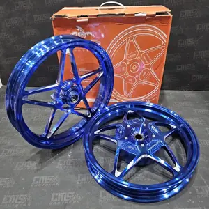 Velg Velek CMG Racing CNC MG5 V2 Bintang Honda Vario 125 150 160 CBS Vario 110 Beat Scoopy Stylo Genio - Biru, Vario125/150/160CBS