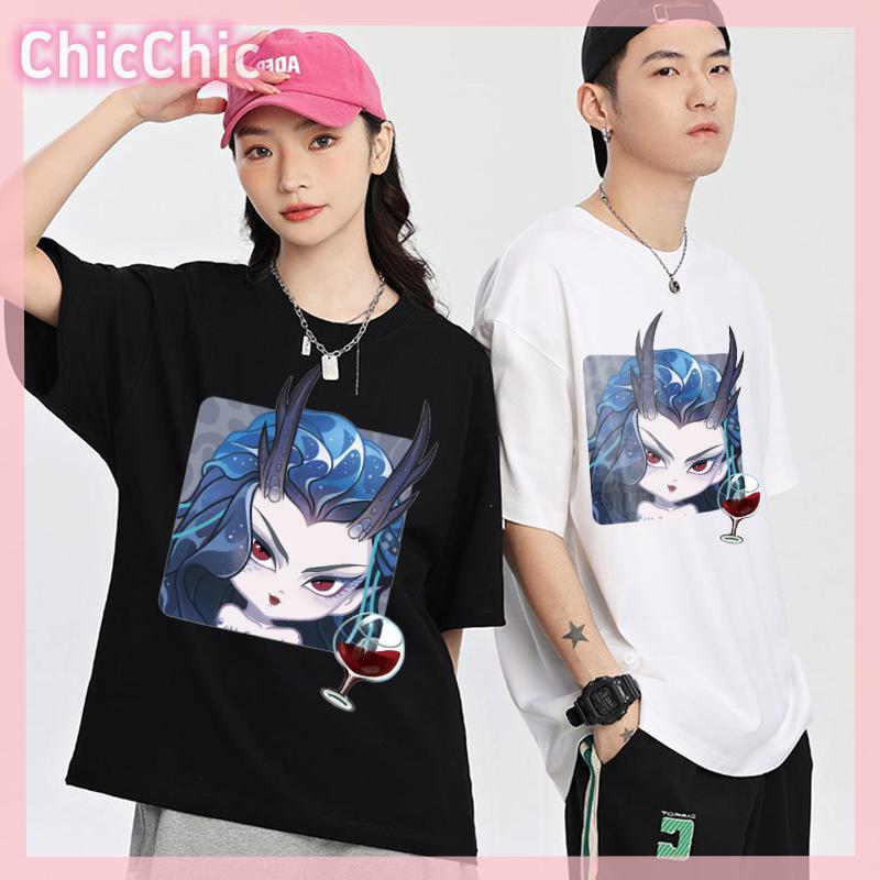 Áo Thun Nữ Ngắn Tay Dễ Phối Đồ Hàng Mới Về Mùa Hè, Bộ Sưu Tập Nezha Naohai Hoạt Hình Dễ Thương, Áo Thời Trang, ChicChic 3