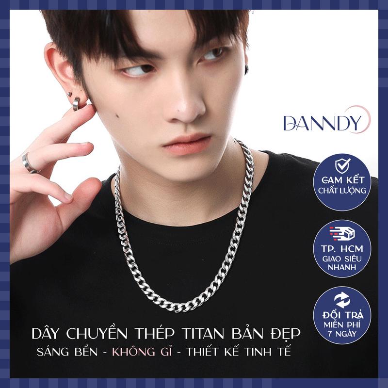 Dây chuyền xích không gỉ đủ size. Dây chuyền nam thép titan bản đẹp. Vòng cổ nam màu bạc | Dandy Trang Sức Voi