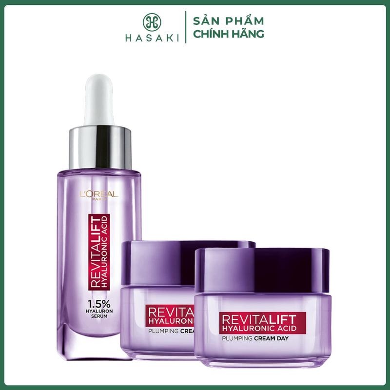 Combo L'Oreal Serum Hyaluronic Acid 30ml + 2 Kem Dưỡng 15ml | HASAKI BEAUTY Son Skincare