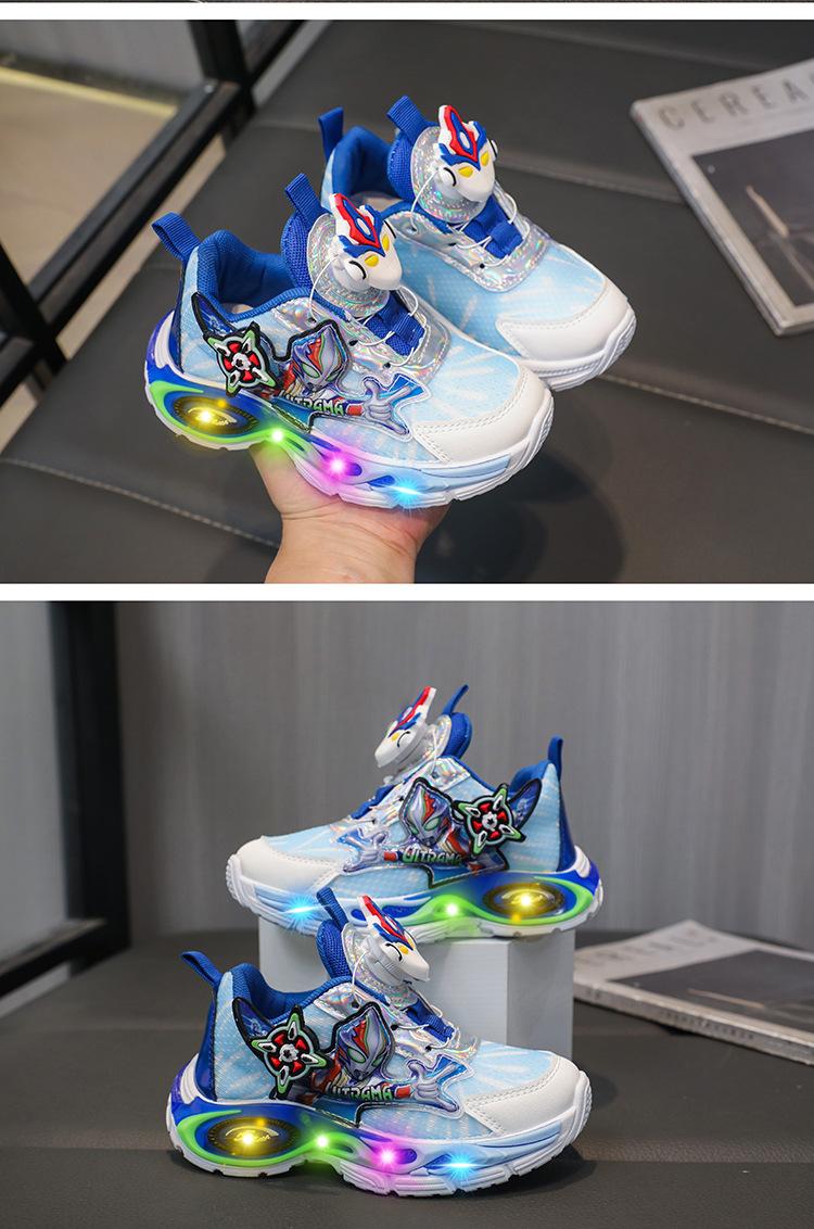 Product Introduction of Boys Cartoon Light Sneaker 2024 Spring and Autumn Mesh Shoes Rotating Button Dad Shoes Children Student Running Shoes 10