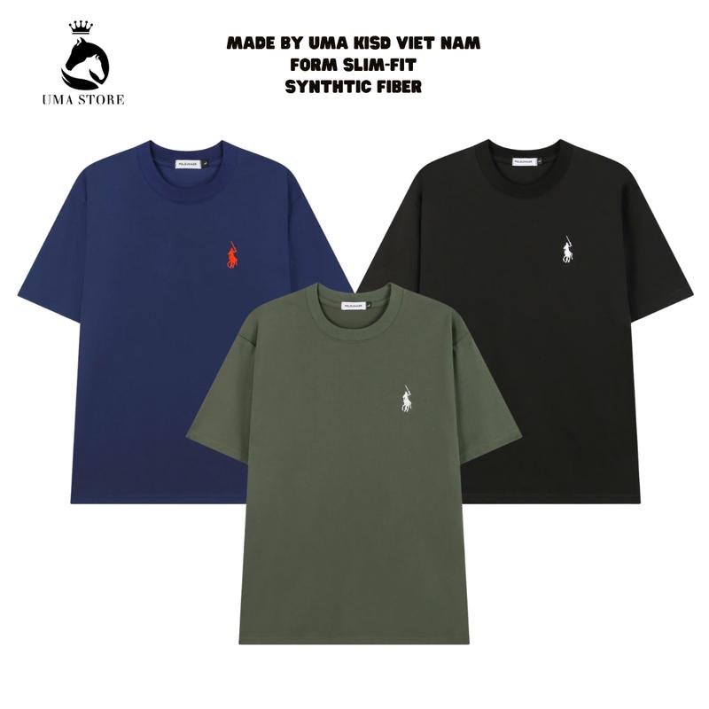 DEAL MỞ BÁN Combo 3 Áo Thun Nam Nữ Cotton 270gsm Bo Cổ Tròn Thêu Ngựa Bản Cao Cấp Dày Dặn Unisex Relaxed Fit