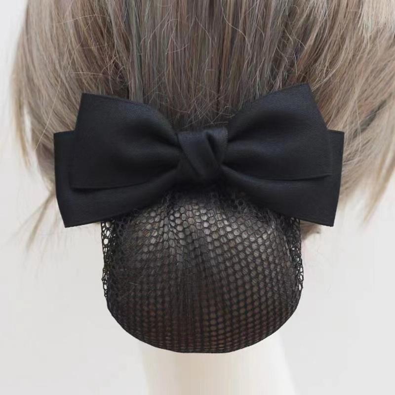 Elegant Ribbon Bowknot Spring Clip Headwear Korean Style Hair Net Cover Hair Accessories Hairpin Bun Snood Nurse 6