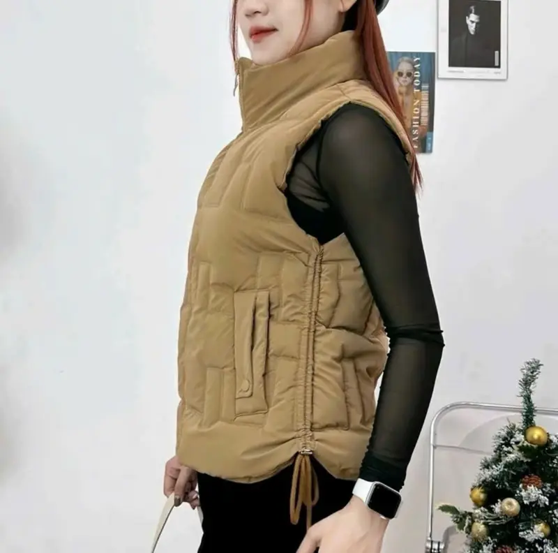 Áo phao zile nữ chất nhung lì mềm mịn, 3 lớp dày dặn, có dây rút 2 bên, hoạ tiết trần vi tính mới nhất năm áo  phao Top 2