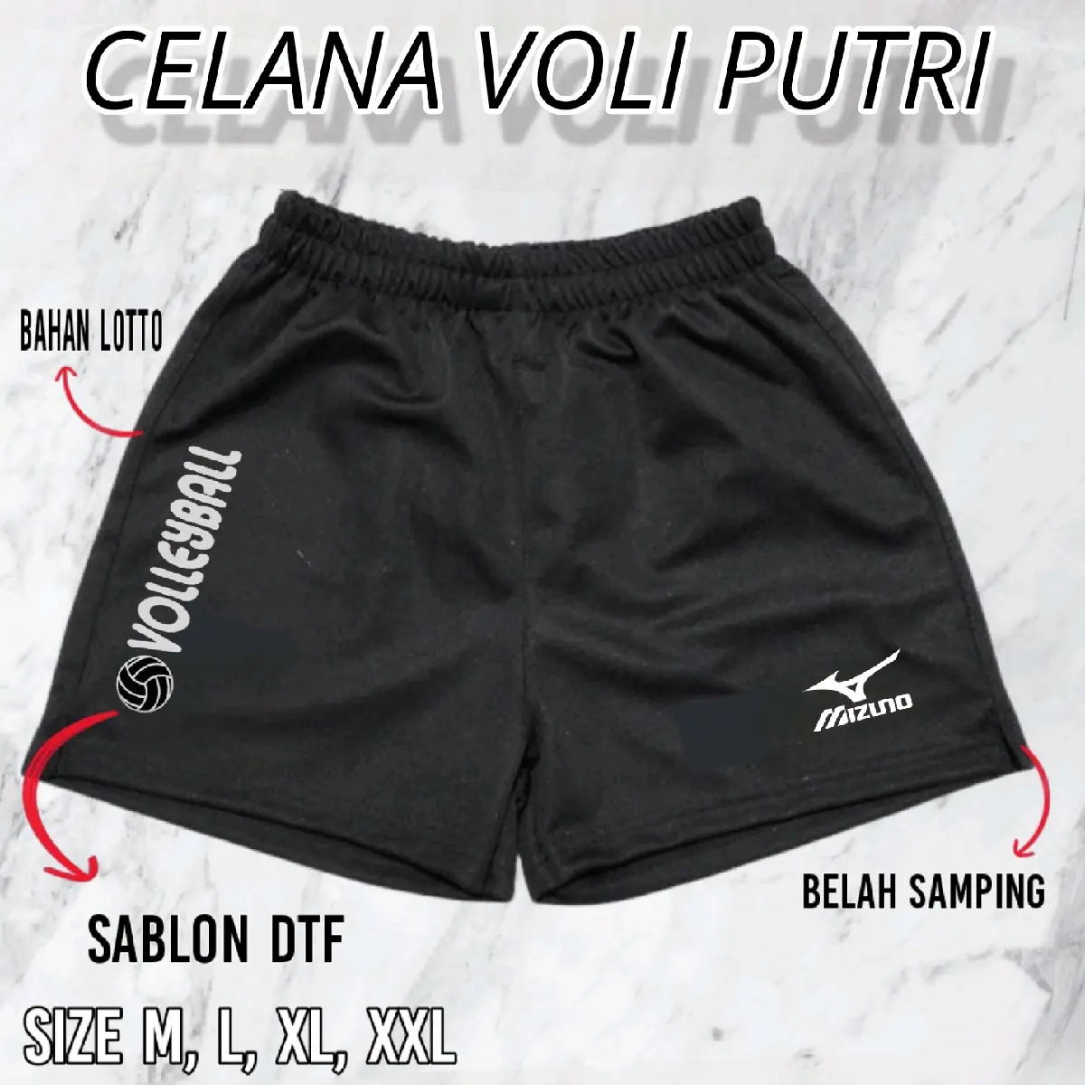 Promo 6pcs celana belah samping voli putri polos sport wanita nyaman