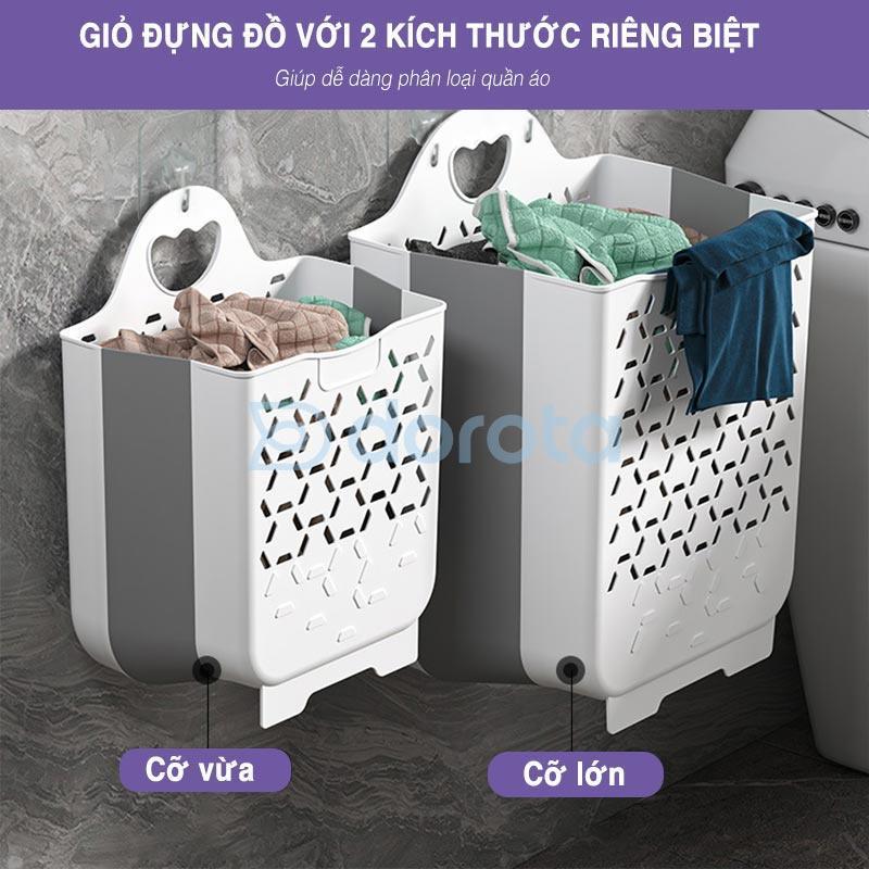 Giỏ đựng quần áo bẩn DOROTA treo đồ giặt đa năng gấp gọn có quai xách nhựa ABS cứng size lớn ATG1 Rổ