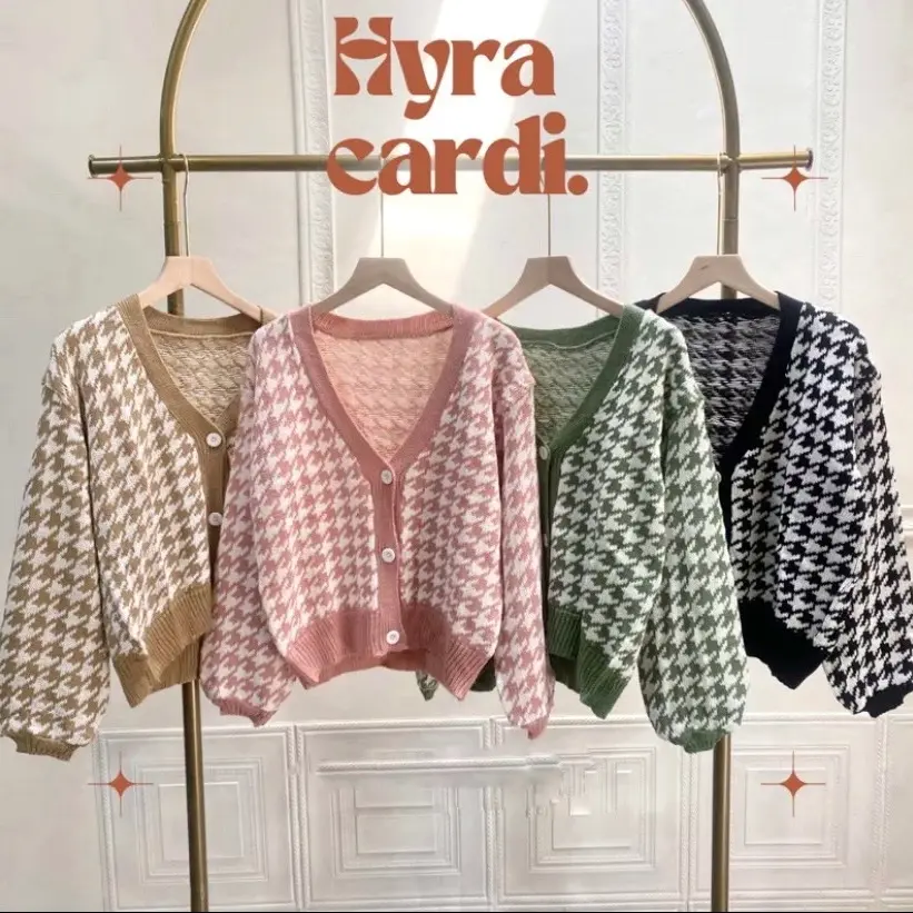 Aura Atasan Cardigan Crop top wanita Rajut Outer