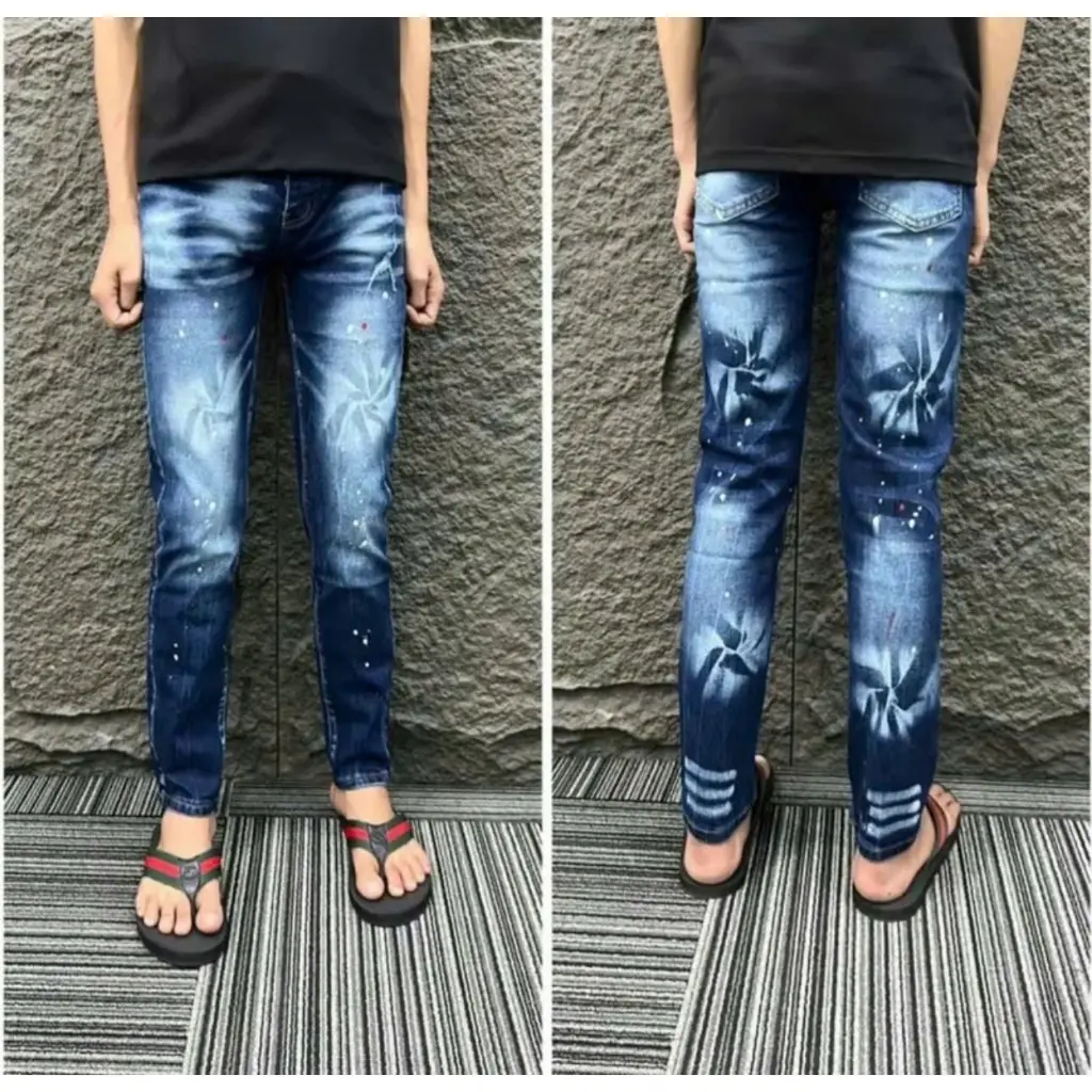 Quần jean nam AMIRI rách vá thêu mix vá đỏ dày đẹp chất lượng tốt như hình KN_LUXURY Pants Menswear Có Túi