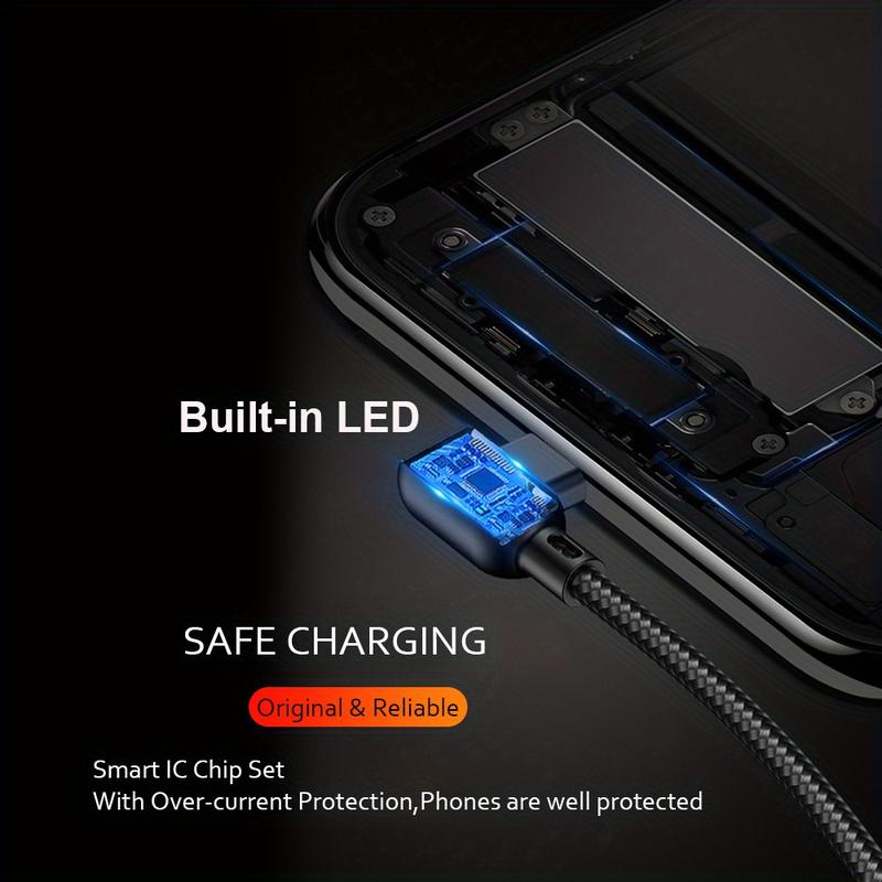Product Introduction of Double Elbow 90 Degrees 1pc/3pcs/5pcs Mobile Phone Cables Data Transmission Micro USB C Cable For Samsung/Xiaomi/OPPO/VIVO 3