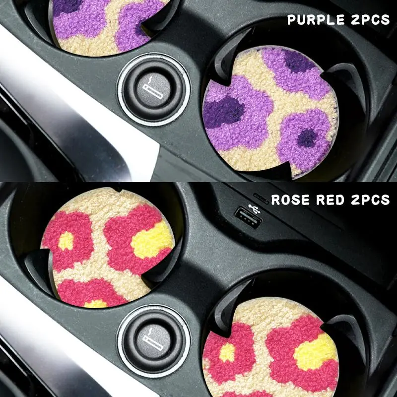Flower Design Dirt-proof Car Coaster, Non-slip Heat Insulation Car Cup Mat, Car Interior Insulated Decoration Accessories 5