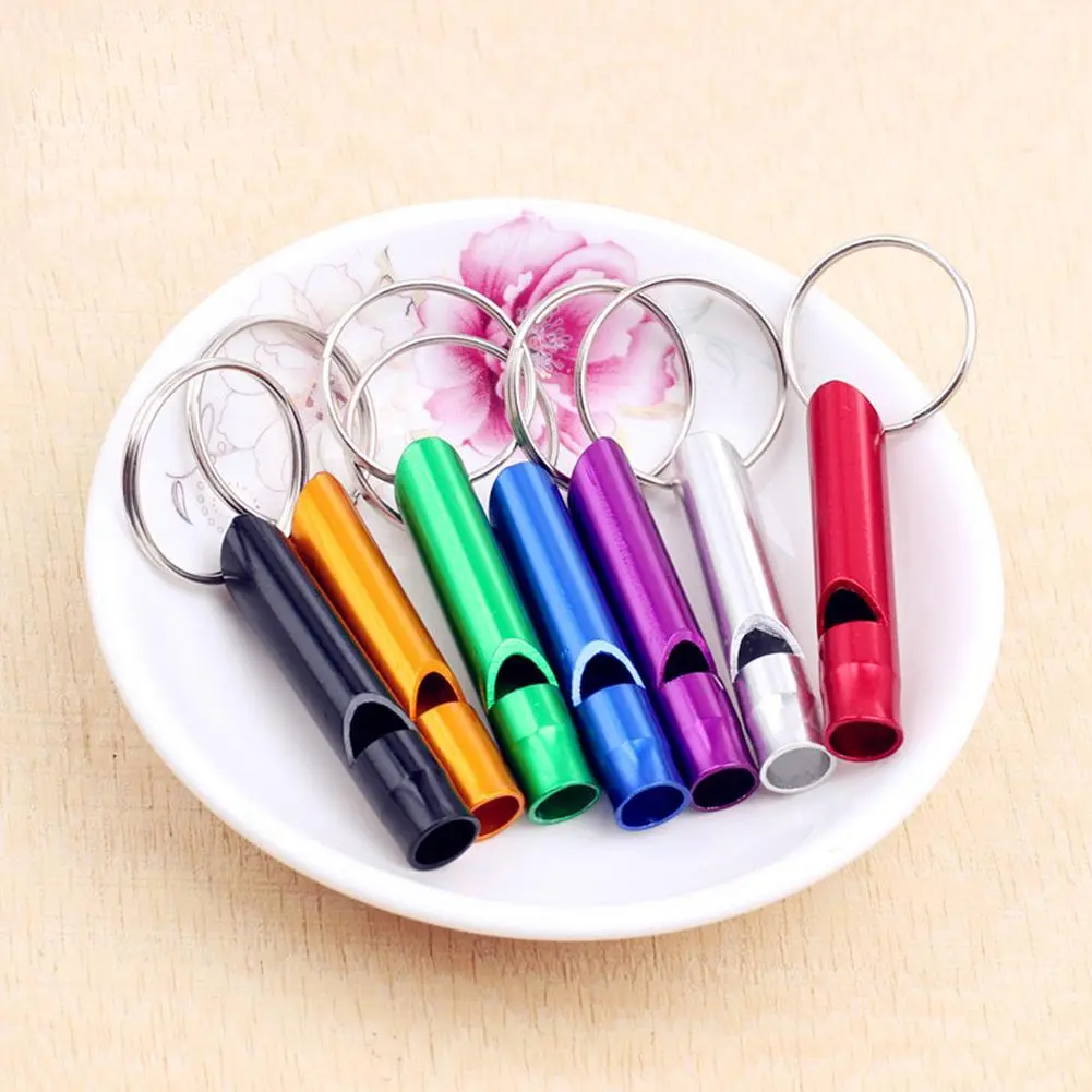 Camping Hiking Whistle Aluminum Whistle Outdoor Metal Whistle Tube Keychain