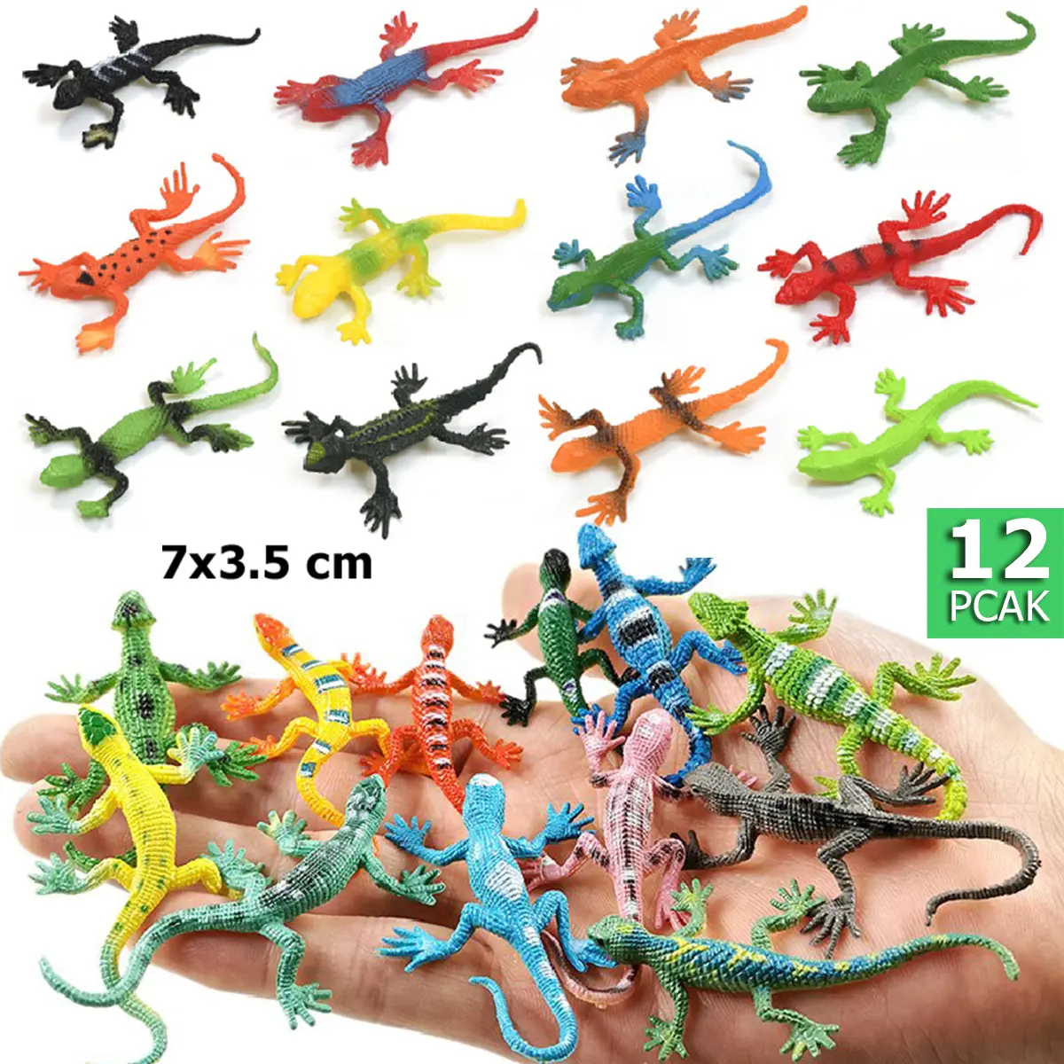 Bộ 12 đồ chơi Tắc Kè Safari hoang dã (dài 8 cm) New4all ANIMAL WORLD cho bé trên 3 tuổi mẫu 3