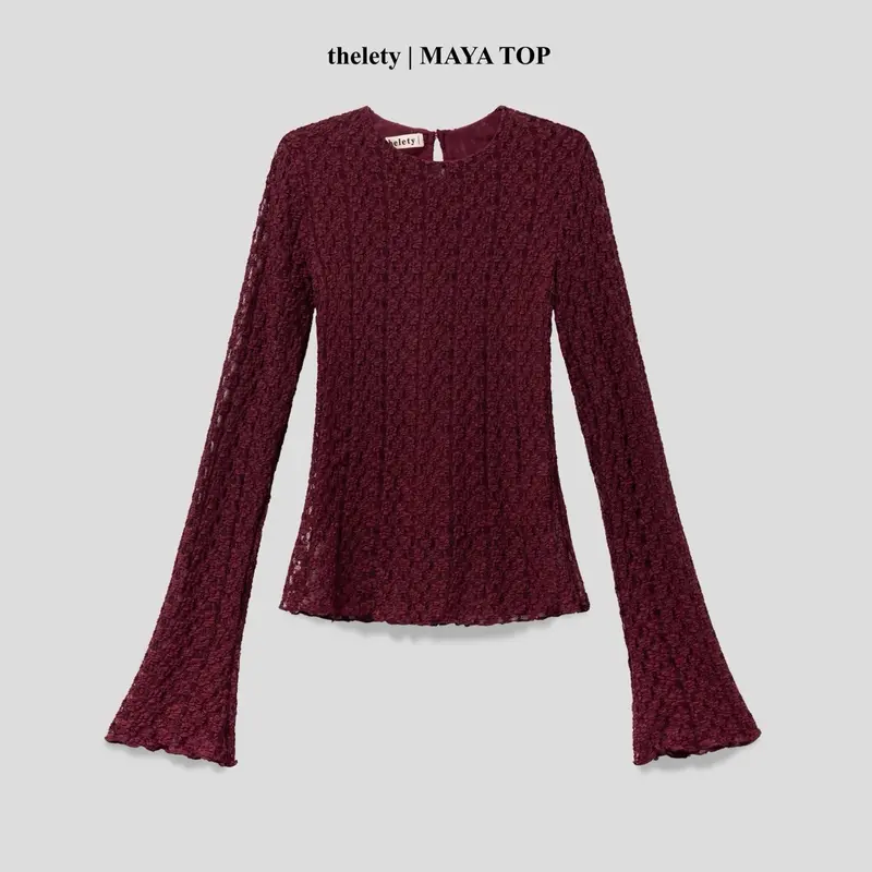 Áo Ren Hai Lớp Cổ Tròn Tay Dài MAYA TOP | thelety 0