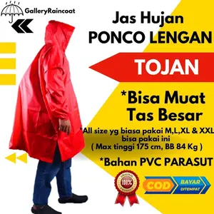 Jas Hujan PONCO LENGAN Tebal Tojan Bahan PVC Parasut