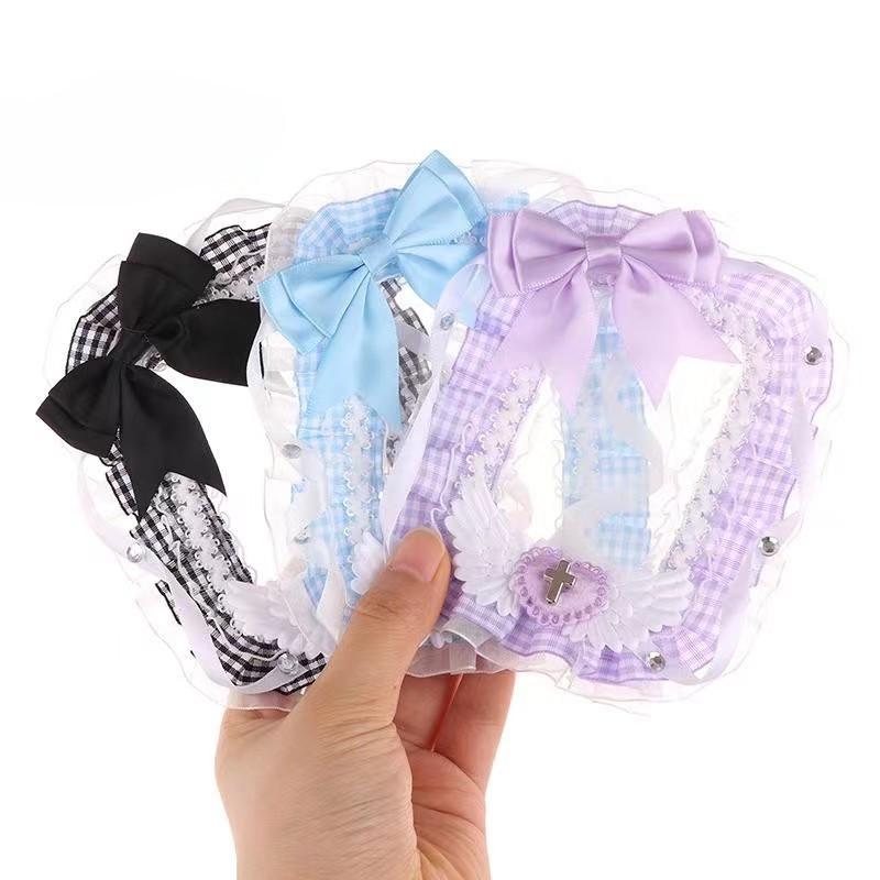 Chủ thẻ Nơ ren Đôi cánh thiên thần, 3 inch / 2R, Vỏ bảo vệ thẻ ảnh Thần tượng Kpop tự làm, Quà tặng thủ công 7